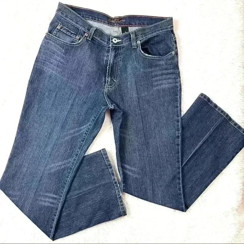 Kikit‎ Jeans Med Wash Boyfriend Style Straight Leg Creased Jeans Size 12